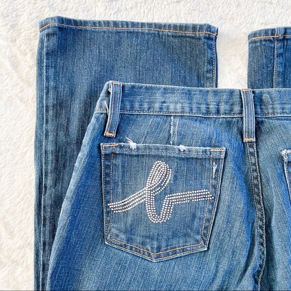 bebe Boot Cut Mid Rise Jeans Rhinestone Pockets 29 - Picture 14 of 16
